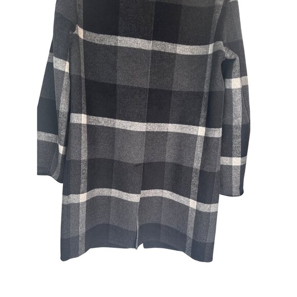 ZARA Womens Medium Gray & Black Plaid Wool Blend Coat - Picture 9 of 16